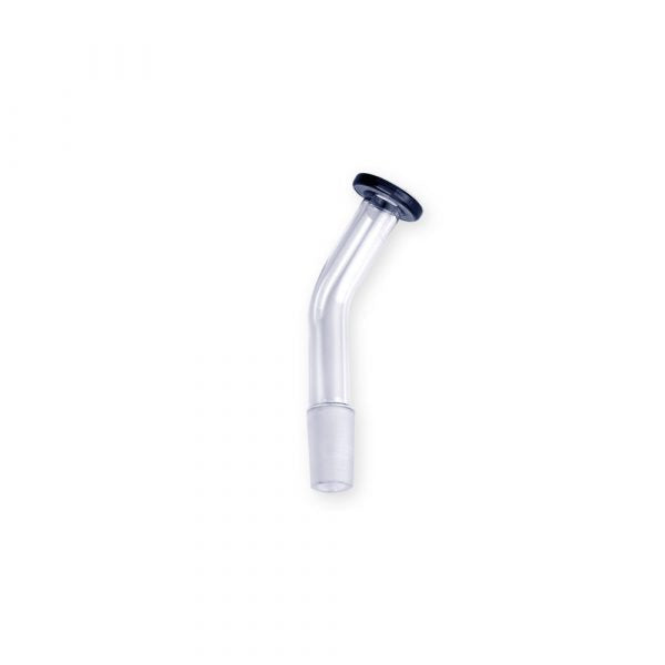 Close-up angled view of the flared tip on the clear glass XVAPE Vista Mini 2 replacement mouthpiece. The smooth, contoured rim provides an ergonomic lip seal and maximum comfort during long dabbing sessions.