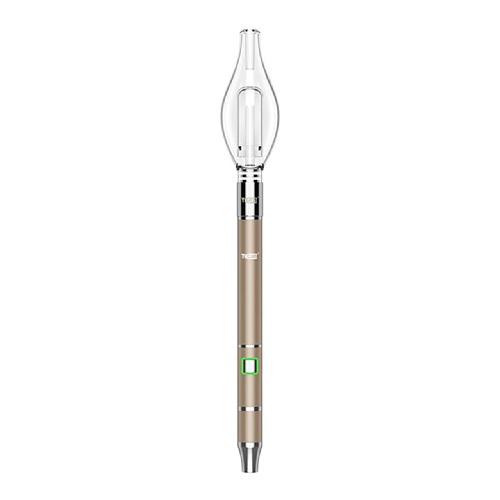 Front standing view of the Yocan Dive Mini Vaporizer Pen Kit in elegant champagne gold. This portable dual-mode concentrate device functions as both a standard dab pen and an electronic nectar collector.