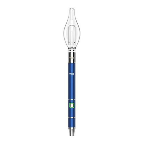 Front standing view of the Yocan Dive Mini Vaporizer Pen Kit in a deep dark blue. This portable dual-mode concentrate device functions as both a standard dab pen and an electronic nectar collector.