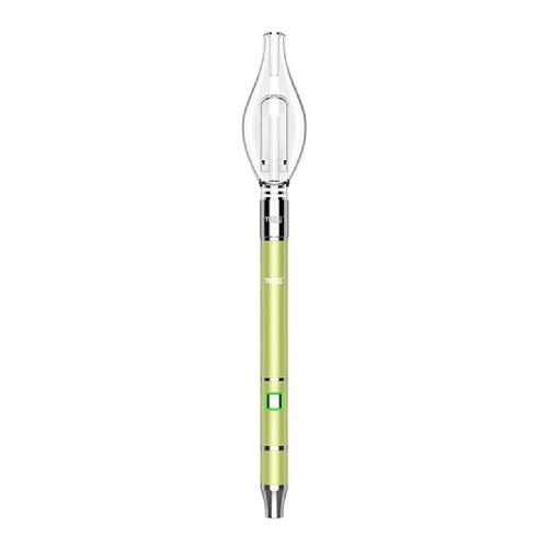 Front standing view of the Yocan Dive Mini Vaporizer Pen Kit in vibrant green. This portable dual-mode concentrate device functions as both a standard dab pen and an electronic nectar collector.
