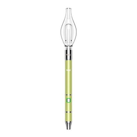 Front standing view of the Yocan Dive Mini Vaporizer Pen Kit in vibrant green. This portable dual-mode concentrate device functions as both a standard dab pen and an electronic nectar collector.