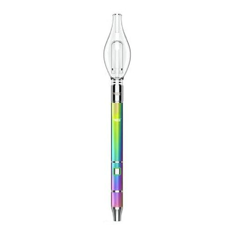 Front standing view of the Yocan Dive Mini Vaporizer Pen Kit in chromatic rainbow. This portable dual-mode concentrate device functions as both a standard dab pen and an electronic nectar collector.