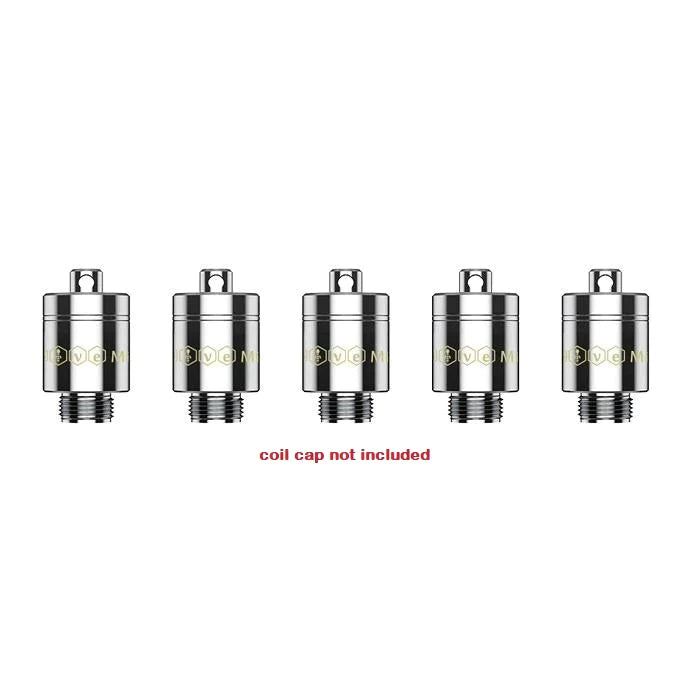 Front facing view of the Yocan Dive Mini XTAL Replacement Coils 5-Pack packaging in black and vibrant branding. This retail box contains five premium XTAL crystal atomizers designed to deliver pure flavor and smooth vapor from your electric nectar collector.