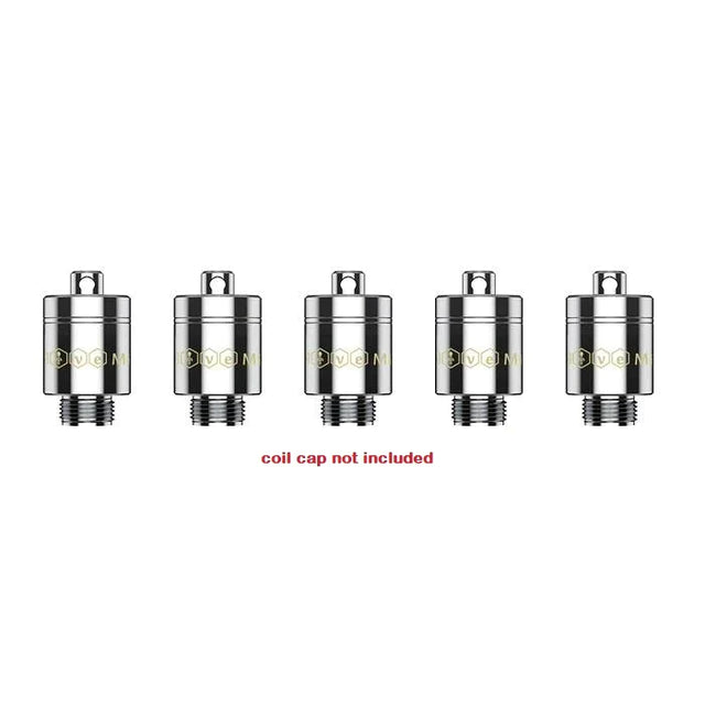 Front facing view of the Yocan Dive Mini XTAL Replacement Coils 5-Pack packaging in black and vibrant branding. This retail box contains five premium XTAL crystal atomizers designed to deliver pure flavor and smooth vapor from your electric nectar collector.