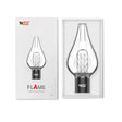 Front angled view of the Yocan Flame Glass Bubbler Attachment Replacement in clear glass. This essential water filtration tube attaches securely to the Yocan Flame vaporizer to deliver smooth, water-cooled hits from your wax concentrates.