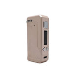 Front profile view of the Yocan UNI Plus portable mod in flat tan. This highly versatile cartridge vaporizer features an ergonomic chassis and extended battery life for longer, uninterrupted daily vaping sessions.