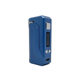 Front profile view of the Yocan UNI Plus portable mod in solid blue. This highly versatile cartridge vaporizer features an ergonomic chassis and extended battery life for longer, uninterrupted daily vaping sessions.