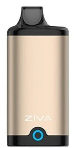 Front view of a single Yocan Ziva 650mAh 510 battery in matte gold. This smart auto-draw vaporizer features a discreet, concealed design that completely hides standard 510-threaded cartridges up to 2 grams for ultimate stealth vaping.