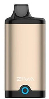 Front view of a single Yocan Ziva 650mAh 510 battery in matte gold. This smart auto-draw vaporizer features a discreet, concealed design that completely hides standard 510-threaded cartridges up to 2 grams for ultimate stealth vaping.
