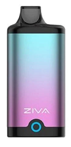 Front view of a single Yocan Ziva 650mAh 510 battery in metallic aqua and purple. This smart auto-draw vaporizer features a discreet, concealed design that completely hides standard 510-threaded cartridges up to 2 grams for ultimate stealth vaping.