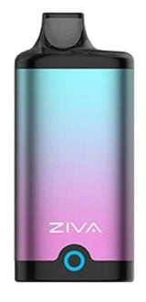 Front view of a single Yocan Ziva 650mAh 510 battery in metallic aqua and purple. This smart auto-draw vaporizer features a discreet, concealed design that completely hides standard 510-threaded cartridges up to 2 grams for ultimate stealth vaping.