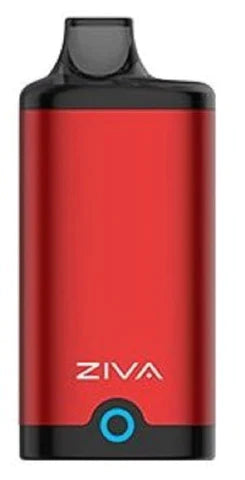 Front view of a single Yocan Ziva 650mAh 510 battery in matte red. This smart auto-draw vaporizer features a discreet, concealed design that completely hides standard 510-threaded cartridges up to 2 grams for ultimate stealth vaping.