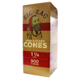 Front view of the closed Zig-Zag unbleached pre-rolled cones display box in natural brown. This wholesale bulk display provides retailers with premium, earth-friendly unbleached cones designed for a smooth, slow burn.